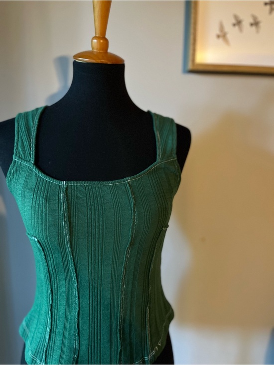 Pilcro Tops - Pilcro Anthropologie Green Corset Seam Tank Top Contrast Stitch S
